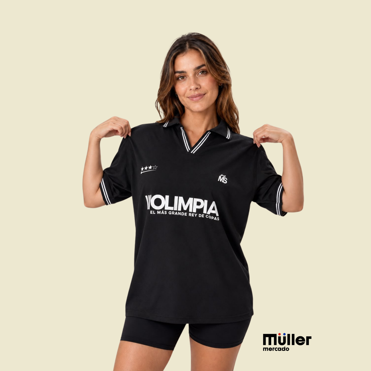 Polo Olimpia Negro Unisex | Mitãis Paraguay