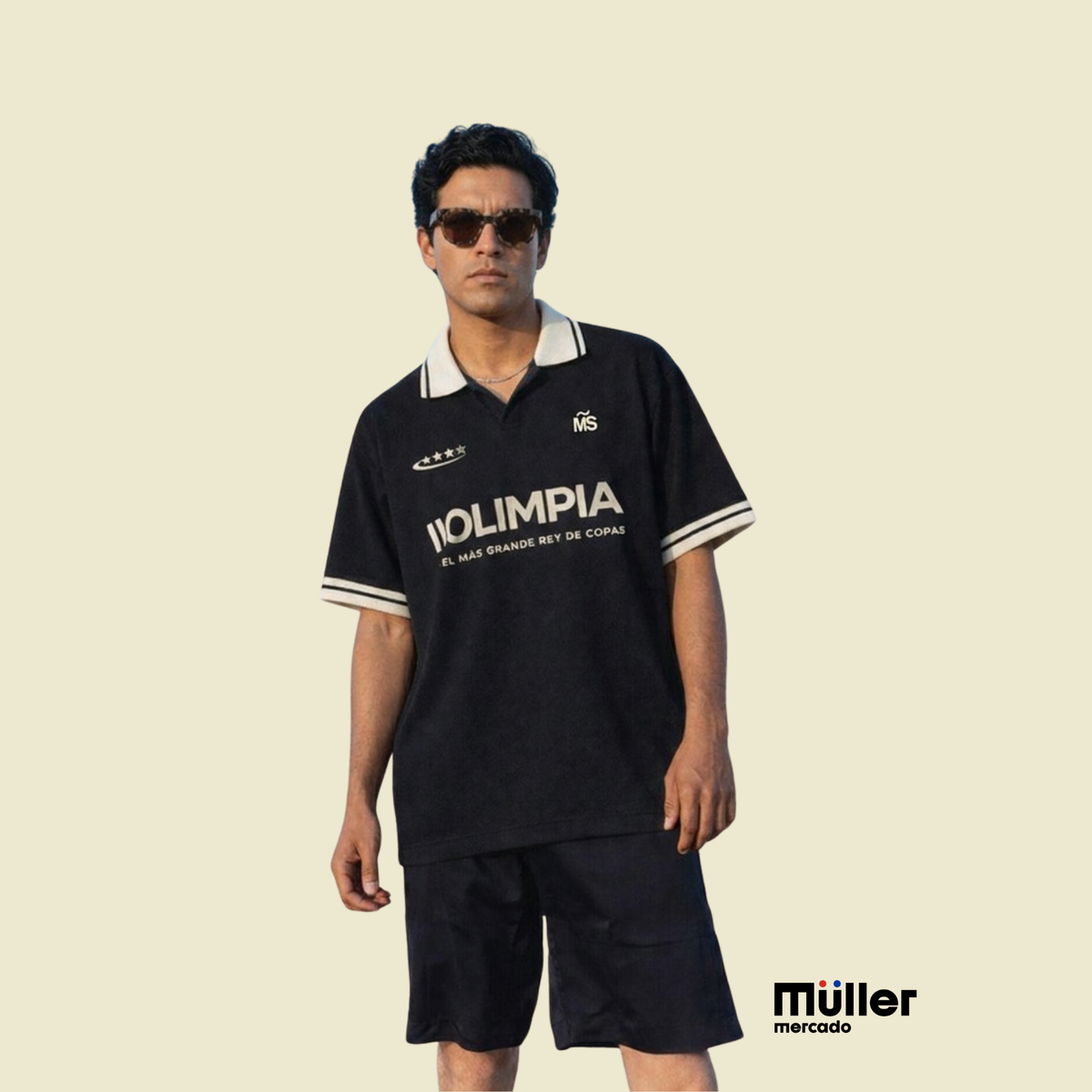 Polo Olimpia Negro Unisex | Mitãis Paraguay