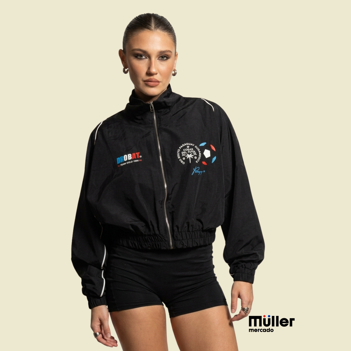 Campera Crop Negra OROBRT | Oro Bruto Paraguay